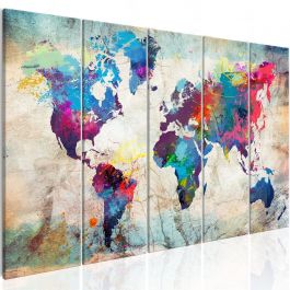 Canvas Print - World Map: Cracked Wall