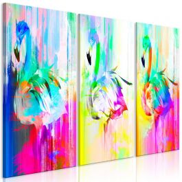 Canvas Print - Colourful Flamingos (3 Parts)