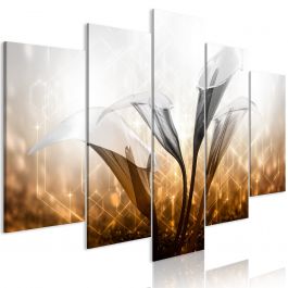 Canvas Print - Floral Quartet (5 Parts) Wide Golden