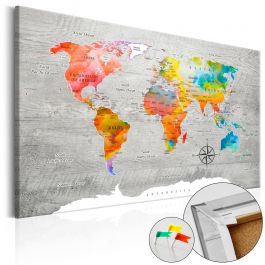 Decorative Pinboard - Multicolored Travels [Cork Map]