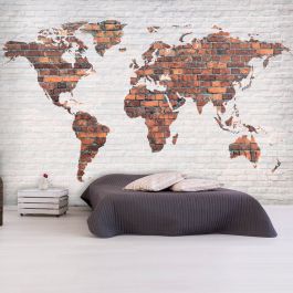Wallpaper - World Map: Brick Wall